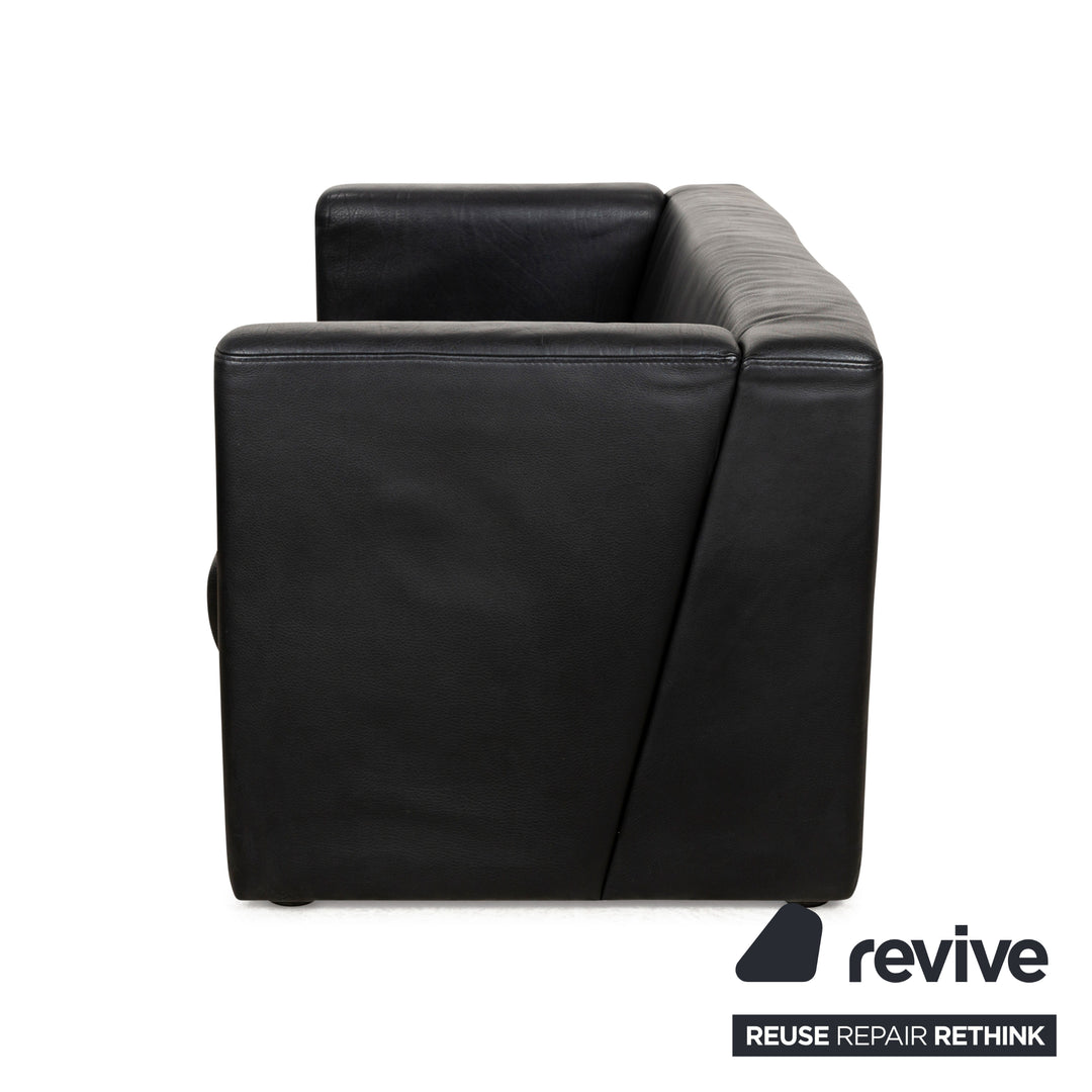 Brühl Visavis leather two-seater black sofa couch