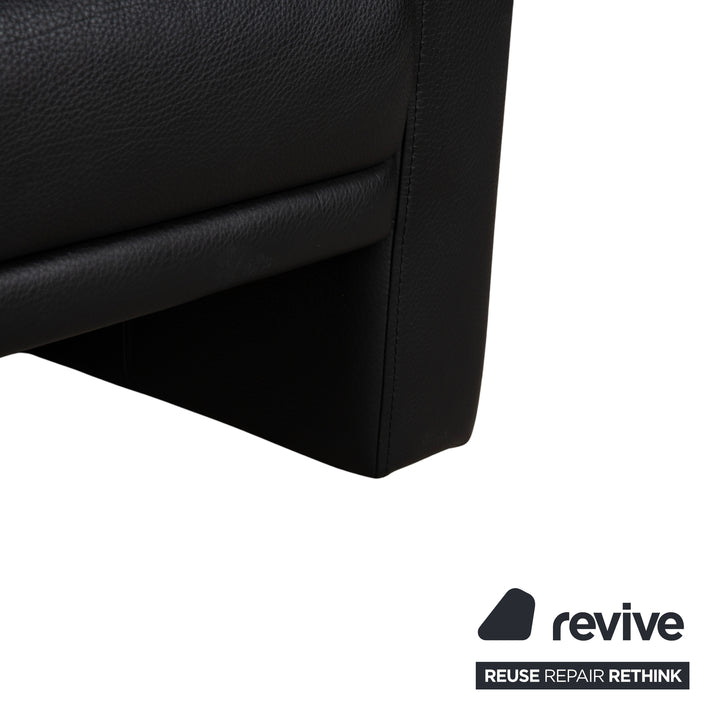 Brühl Visavis leather two-seater black sofa couch