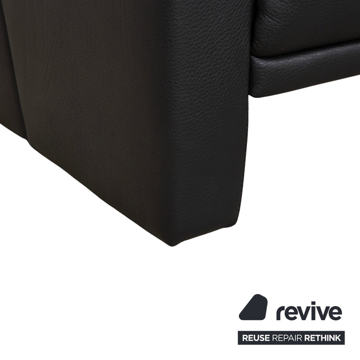 Brühl Visavis leather two-seater black sofa couch