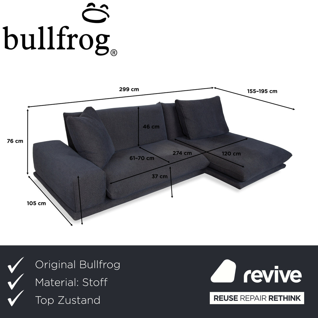 Bullfrog Zaza stof hjørnesofa mørkeblå sofa sofa elektrisk funktion