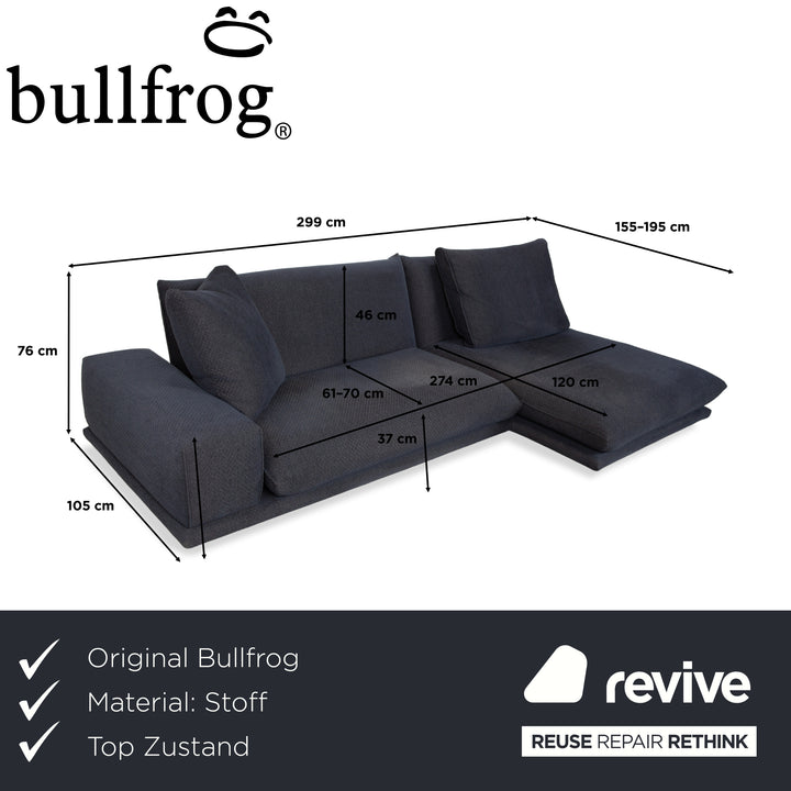Bullfrog Zaza stof hjørnesofa mørkeblå sofa sofa elektrisk funktion