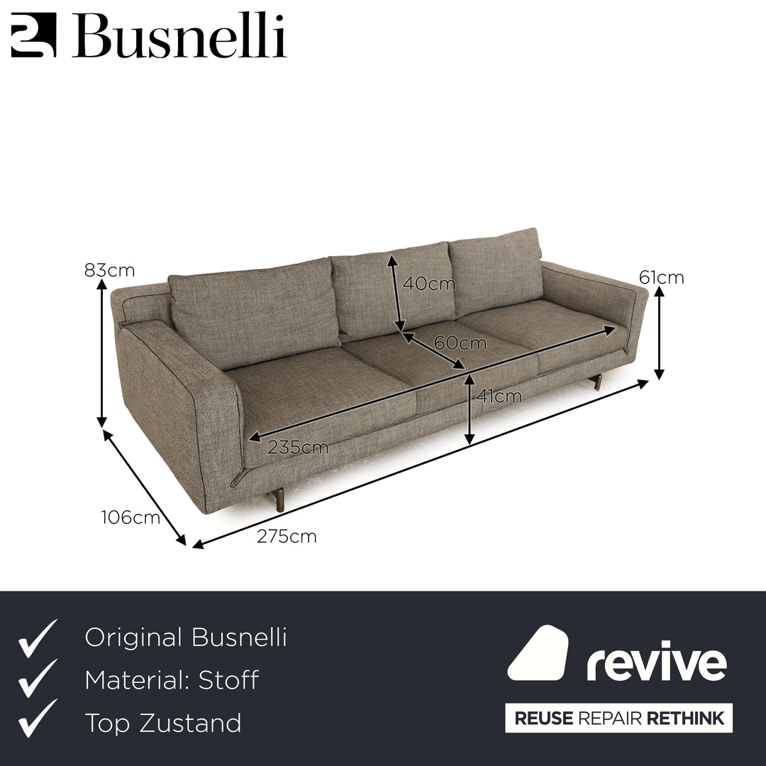 Busnelli Taylor Fabric Four Seater Gray Sofa Couch