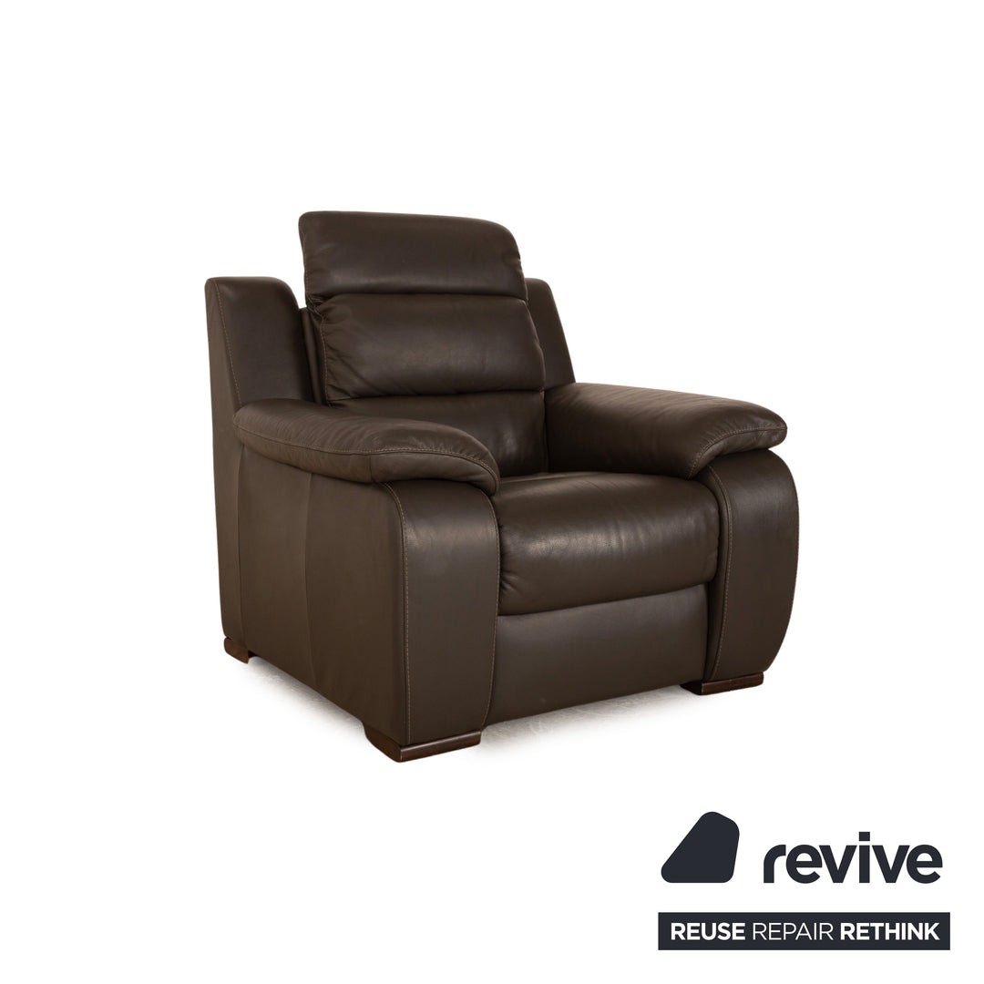 Calia Italia leather armchair brown taupe manual function