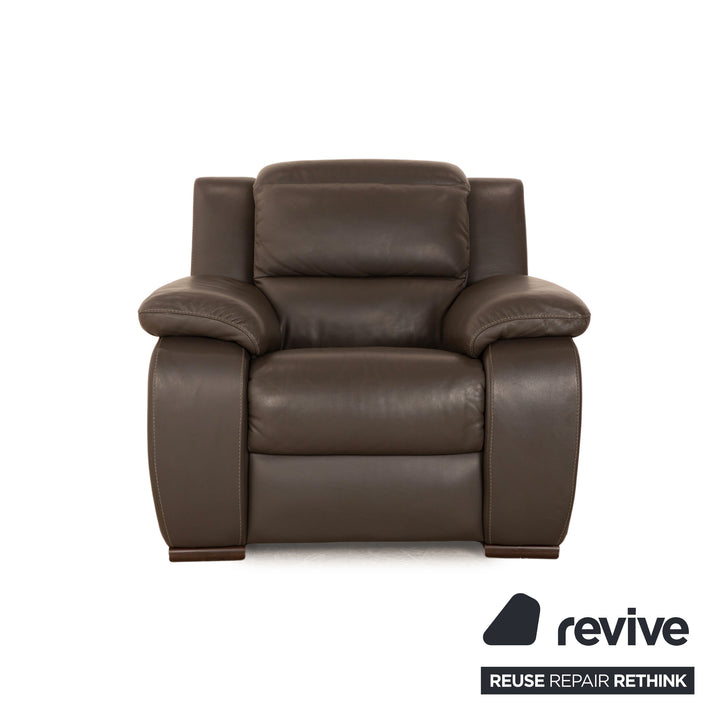 Calia Italia leather armchair brown taupe manual function