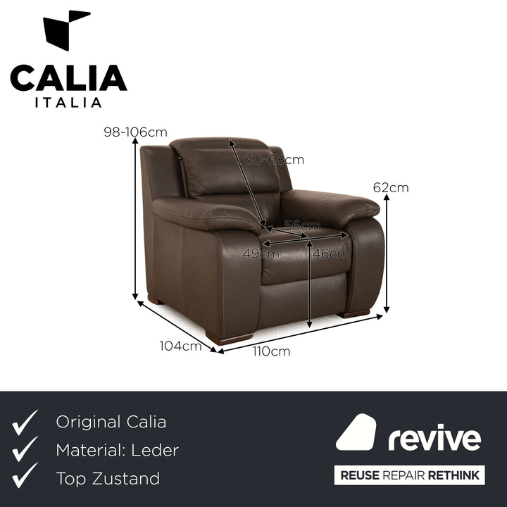 Calia Italia leather armchair brown taupe manual function