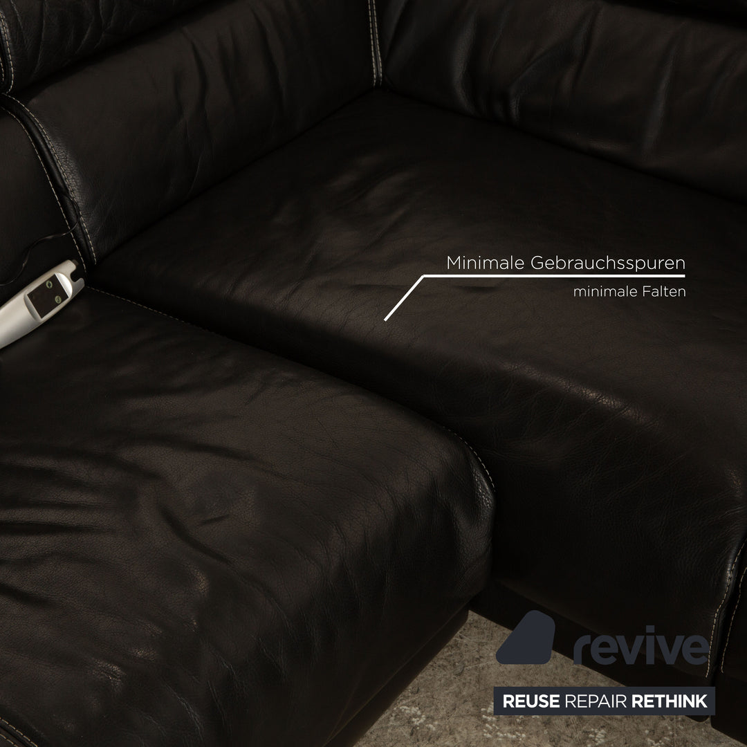 Calia Leather Corner Sofa Black Electric Function Sofa Couch