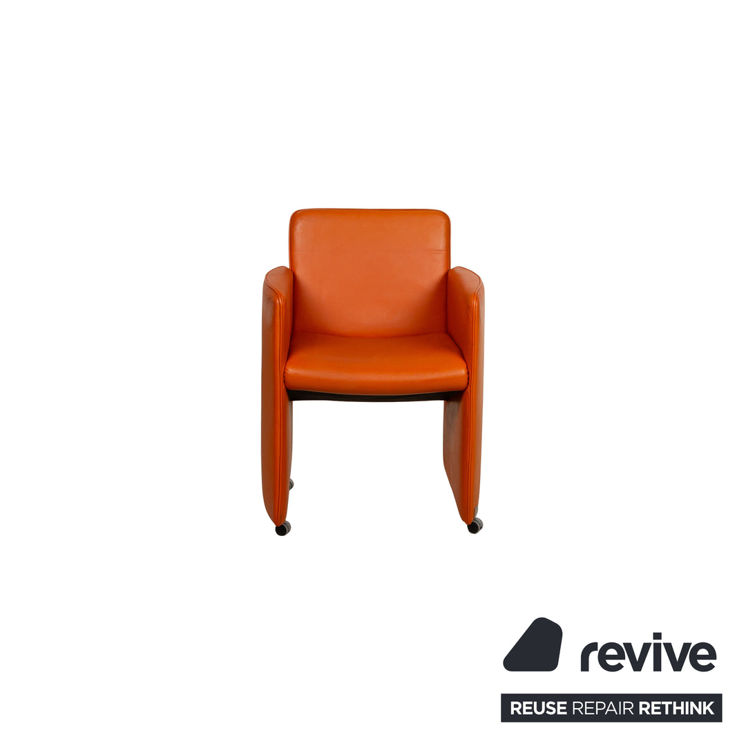 Calia lederen fauteuil oranje