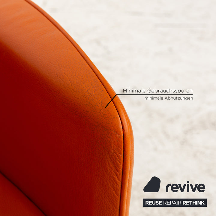 Calia lederen fauteuil oranje