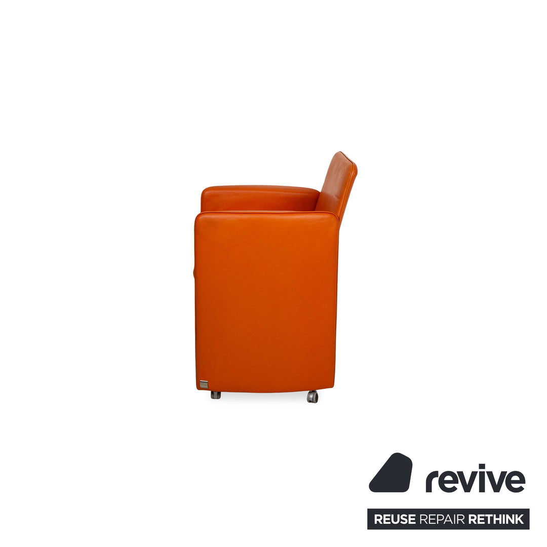 Calia lederen fauteuil oranje