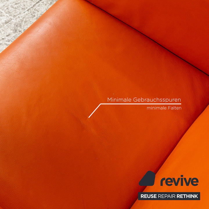 Calia lederen fauteuil oranje