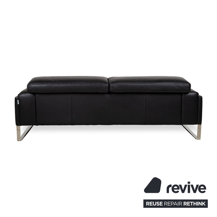 Calia Romeo Garnitur Leder Chrom 2x Zweisitzer Schwarz Sofa Couch manuelle Funktion