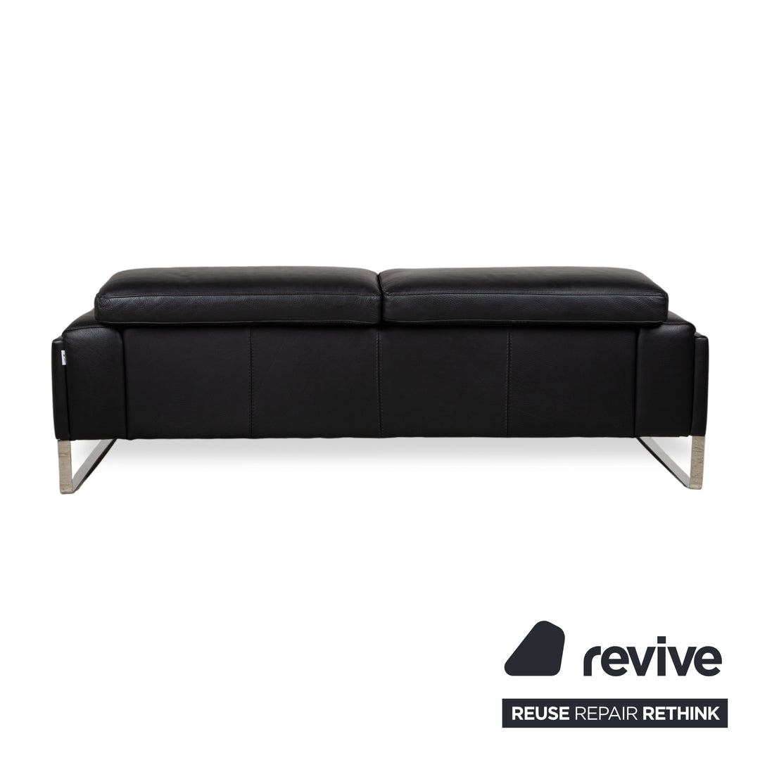 Calia Romeo Garnitur Leder Chrom 2x Zweisitzer Schwarz Sofa Couch manuelle Funktion
