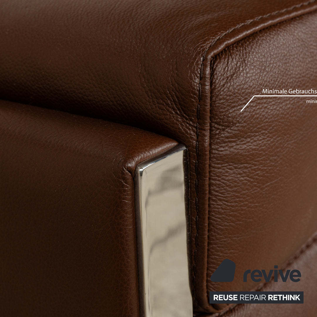 Calia Romeo Leather Three Seater Brown Sofa Couch Manual Function