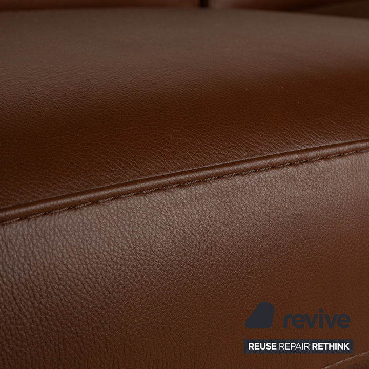 Calia Romeo Leather Three Seater Brown Sofa Couch Manual Function