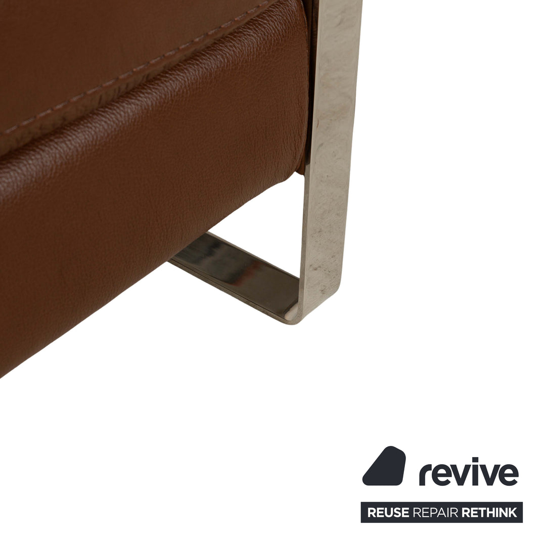 Canapé trois places en cuir marron Calia Romeo à commande manuelle