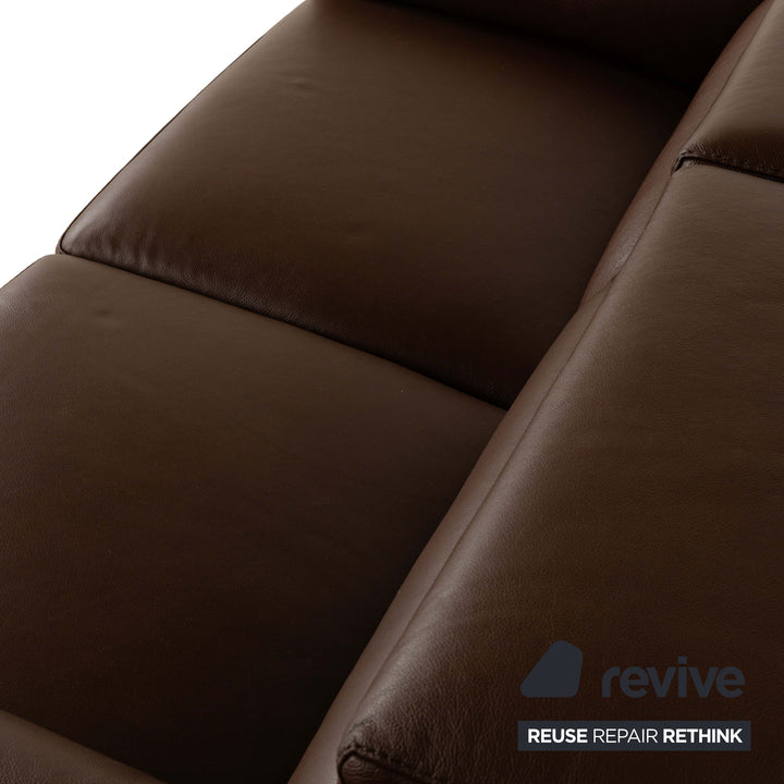 Calia Romeo Leather Three Seater Brown Sofa Couch Manual Function