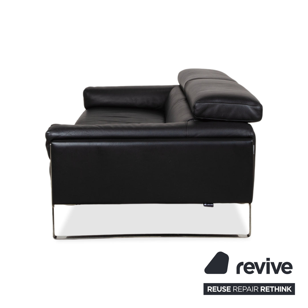 Calia Romeo Leder Chrom Zweisitzer Schwarz Sofa Couch manuelle Funktion