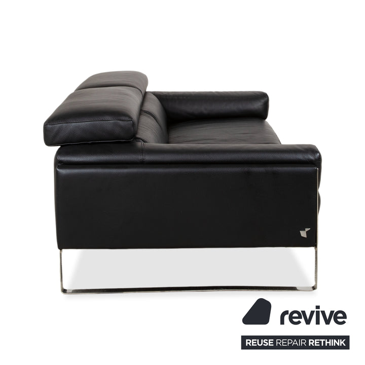 Calia Romeo Leder Chrom Zweisitzer Schwarz Sofa Couch manuelle Funktion