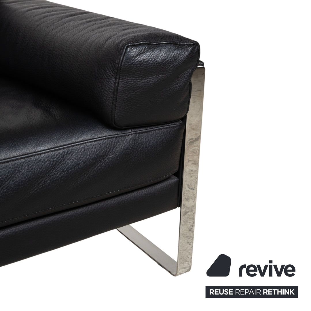 Calia Romeo Leder Chrom Zweisitzer Schwarz Sofa Couch manuelle Funktion