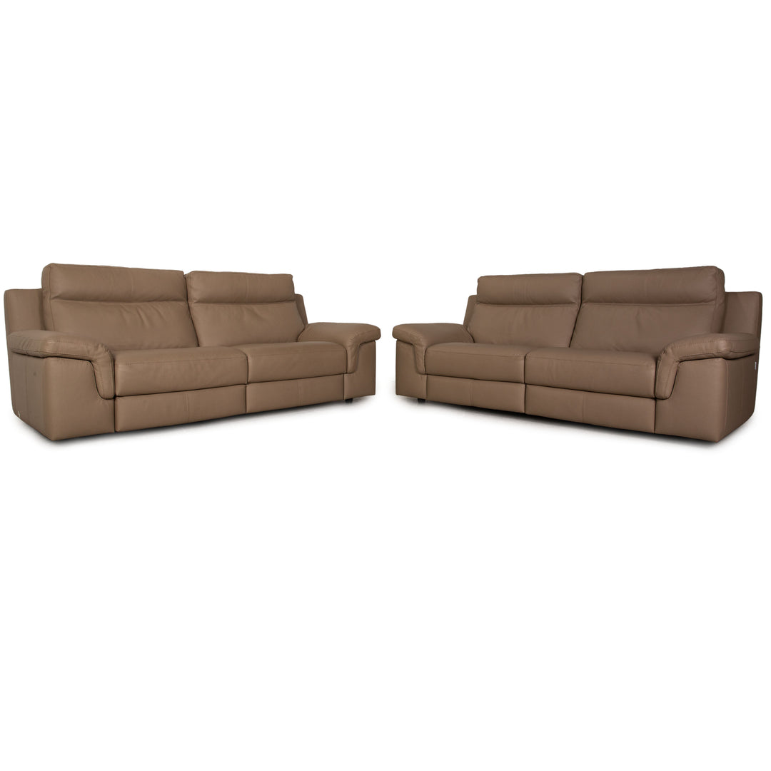 Calia Taylor S Leder Sofa Garnitur Braun Dreisitzer Funktion Couch