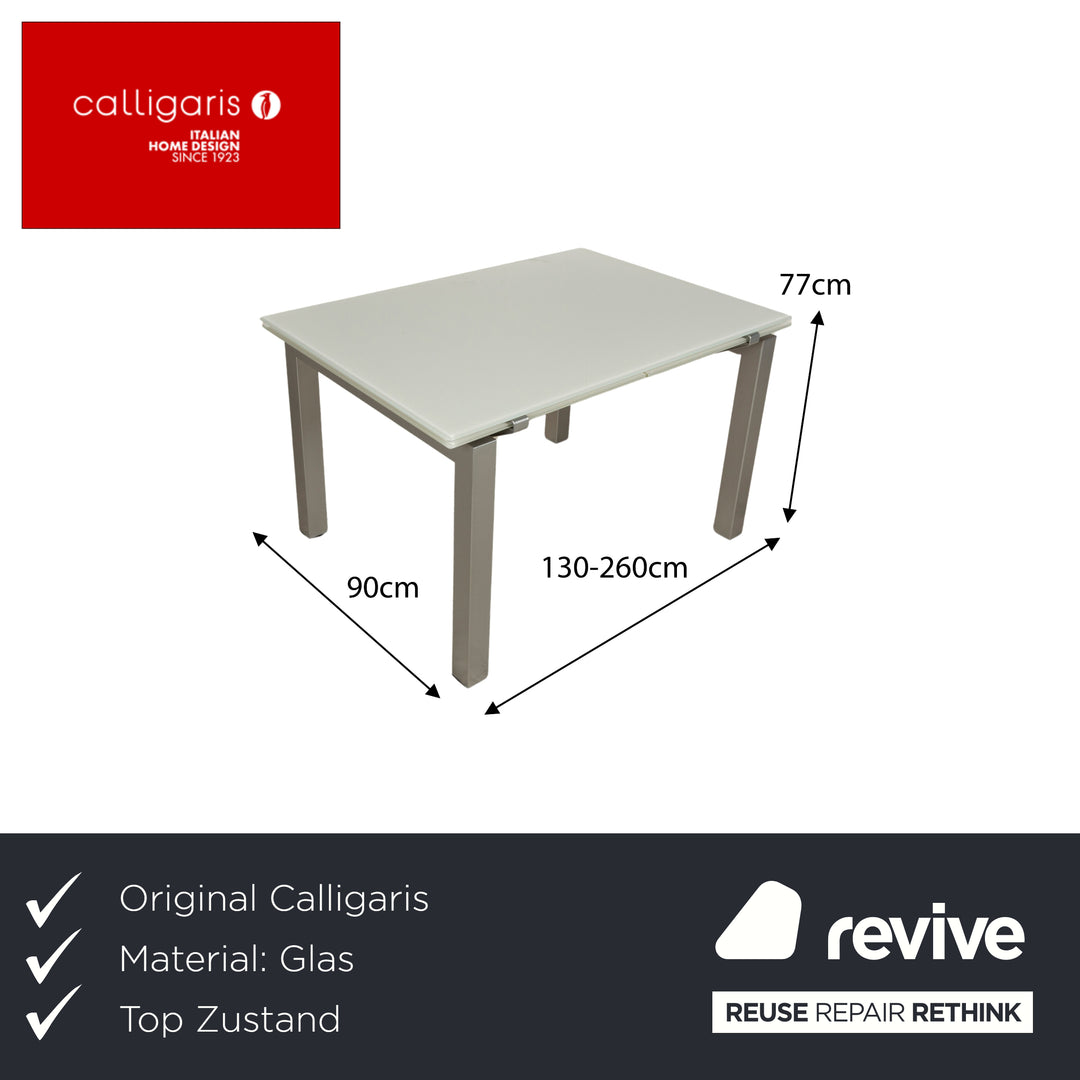 Calligaris Glass Dining Table Grey Light Grey Extendable 130-260 x 77 x 90cm