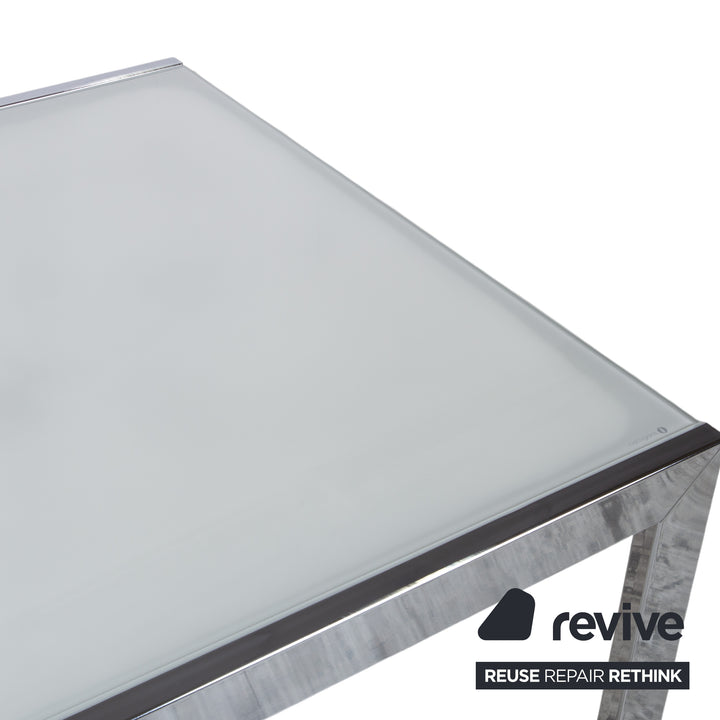 Calligaris Glass Dining Table White Silver Extendable Dining Room 130 x 89 cm