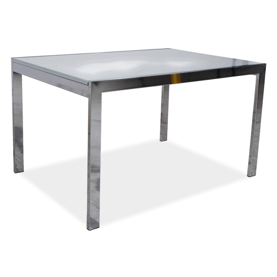 Table à manger extensible Calligaris en verre blanc argenté pour salle à manger 130 x 89 cm