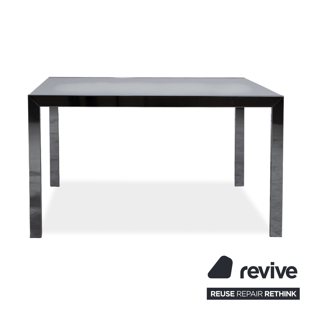 Calligaris Glas Esstisch Weiß Silber Ausziehfunktion Esszimmer 130 x 89 cm