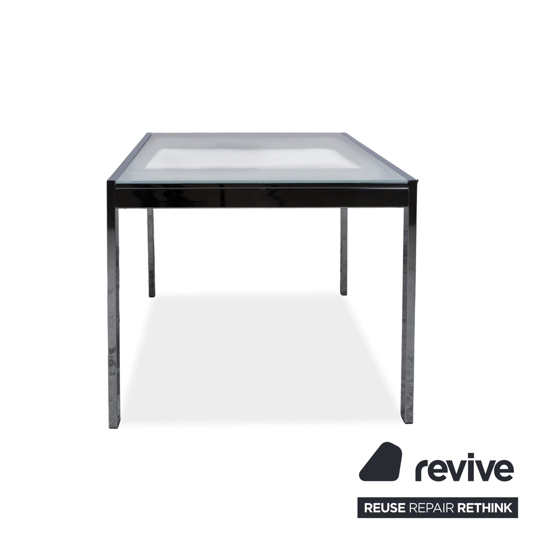 Calligaris Glass Dining Table White Silver Extendable Dining Room 130 x 89 cm
