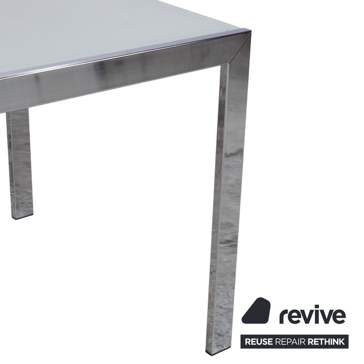 Calligaris Glass Dining Table White Silver Extendable Dining Room 130 x 89 cm