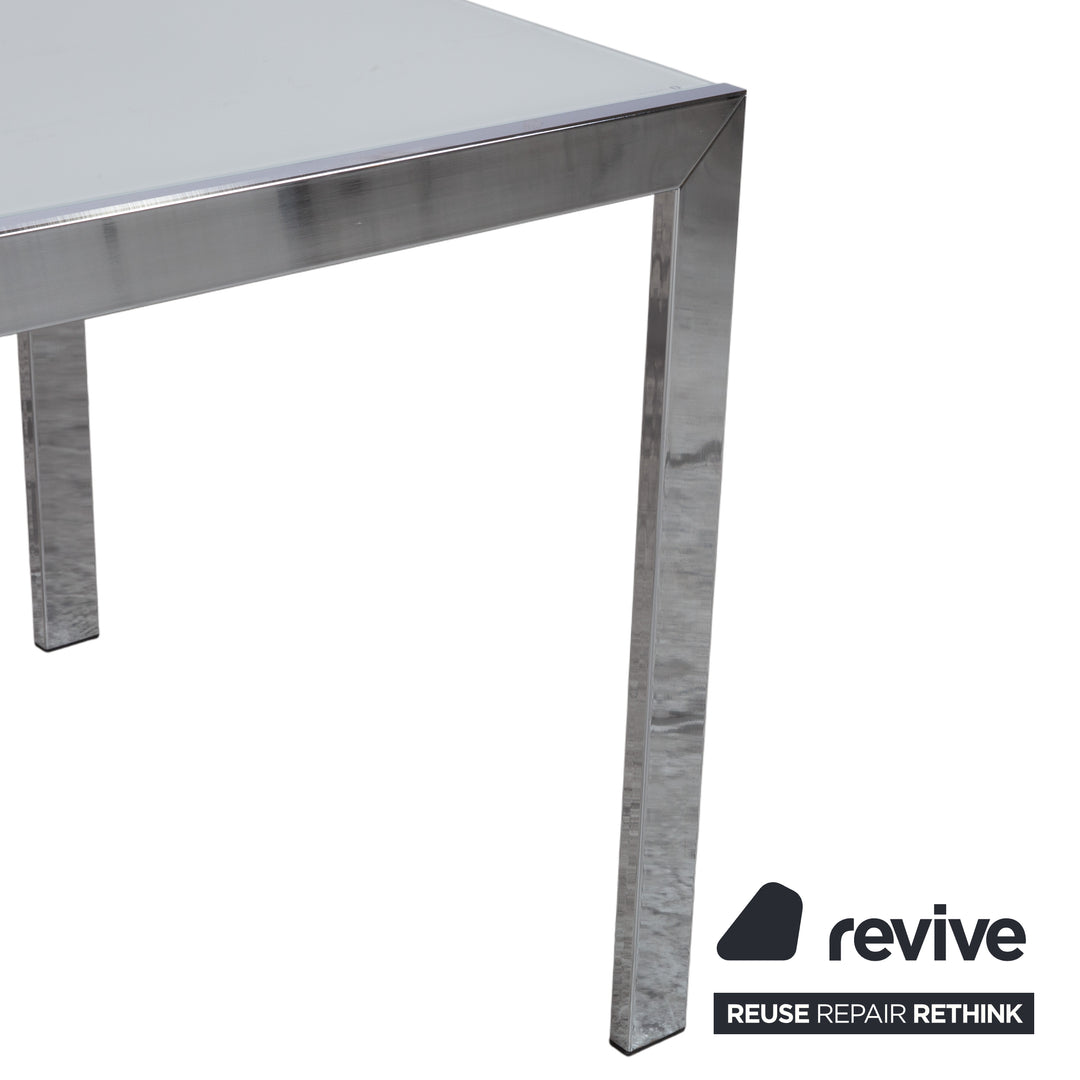 Calligaris Glas Esstisch Weiß Silber Ausziehfunktion Esszimmer 130 x 89 cm