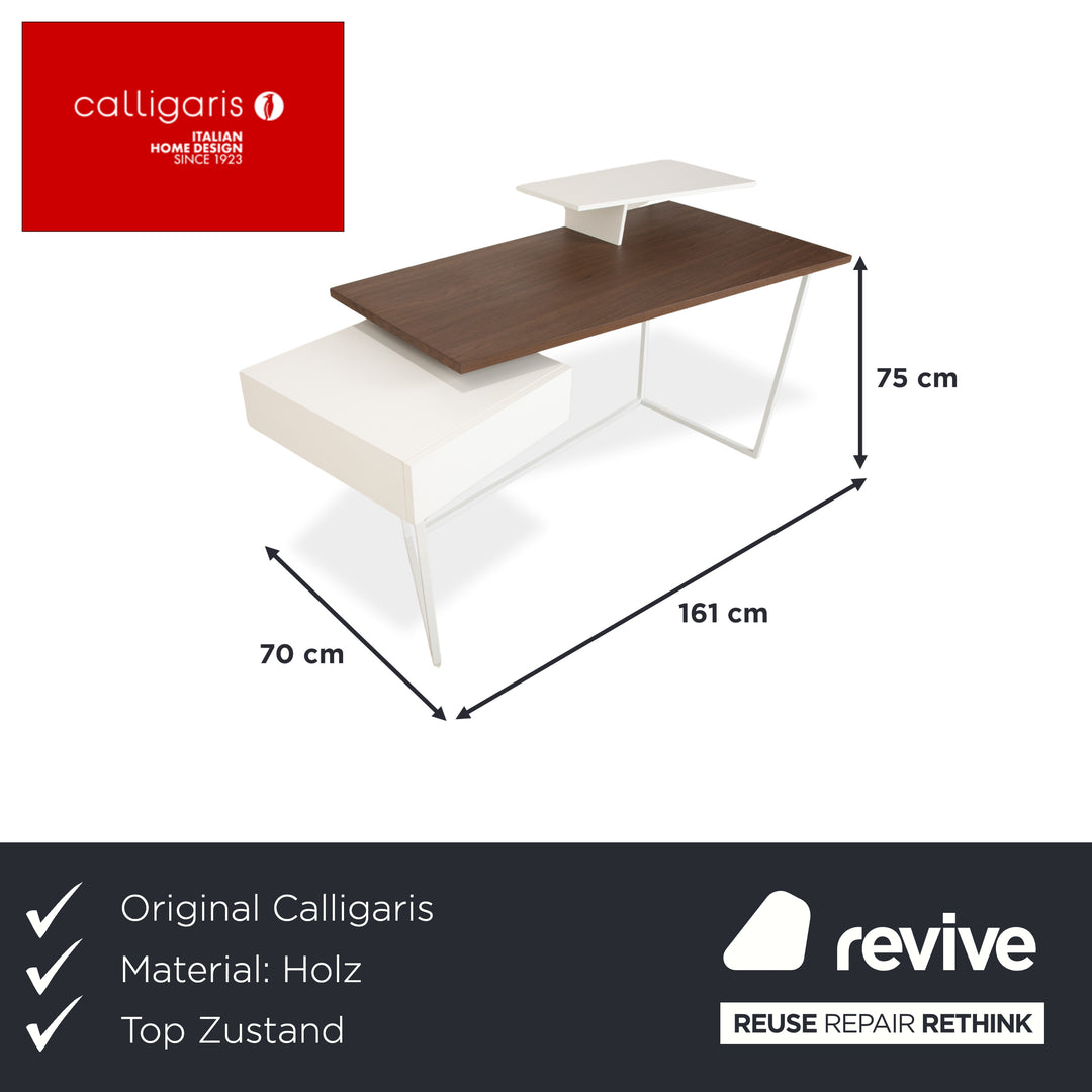 Calligaris Layers Wooden Desk White Brown Home Office