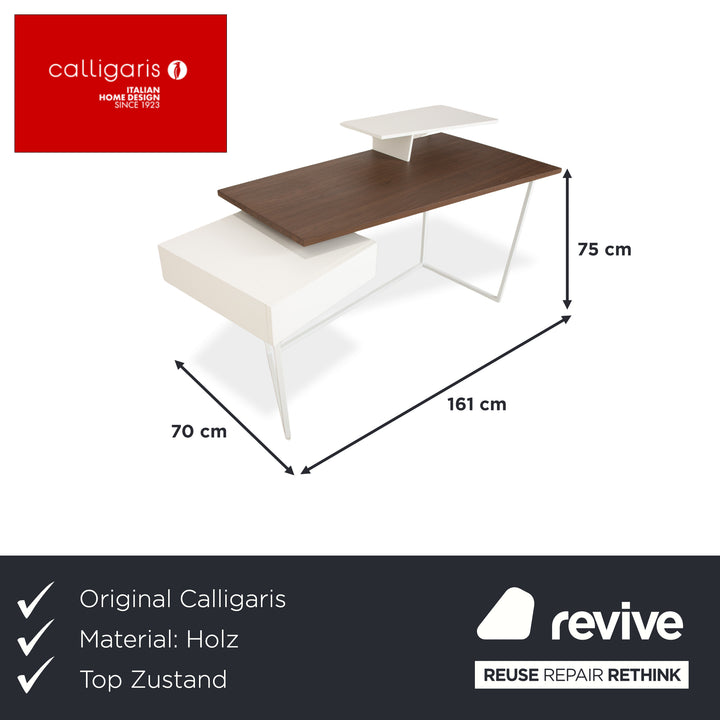 Calligaris Layers Wooden Desk White Brown Home Office