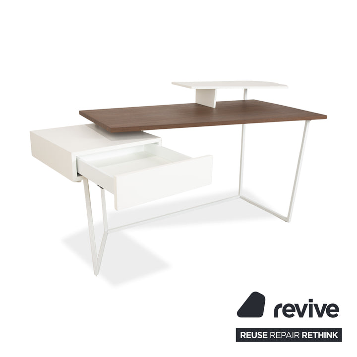 Calligaris Layers Wooden Desk White Brown Home Office