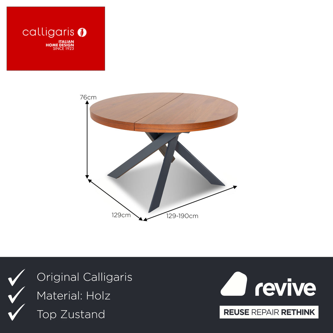 Calligaris Tivoli Holz Tisch Braun Nussbaum Ausziehfunktion 129-190 x 129 x 76 cm