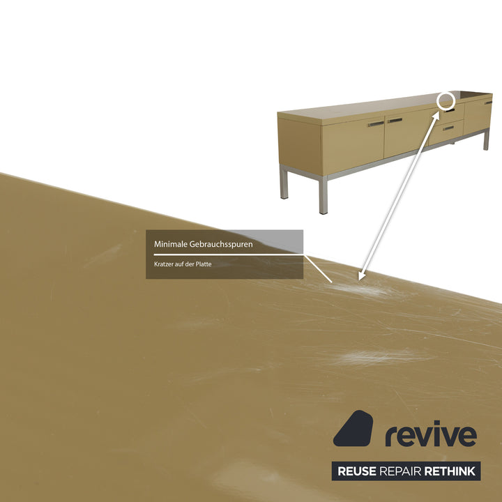 Cappellini wooden high gloss sideboard cream yellow drawers