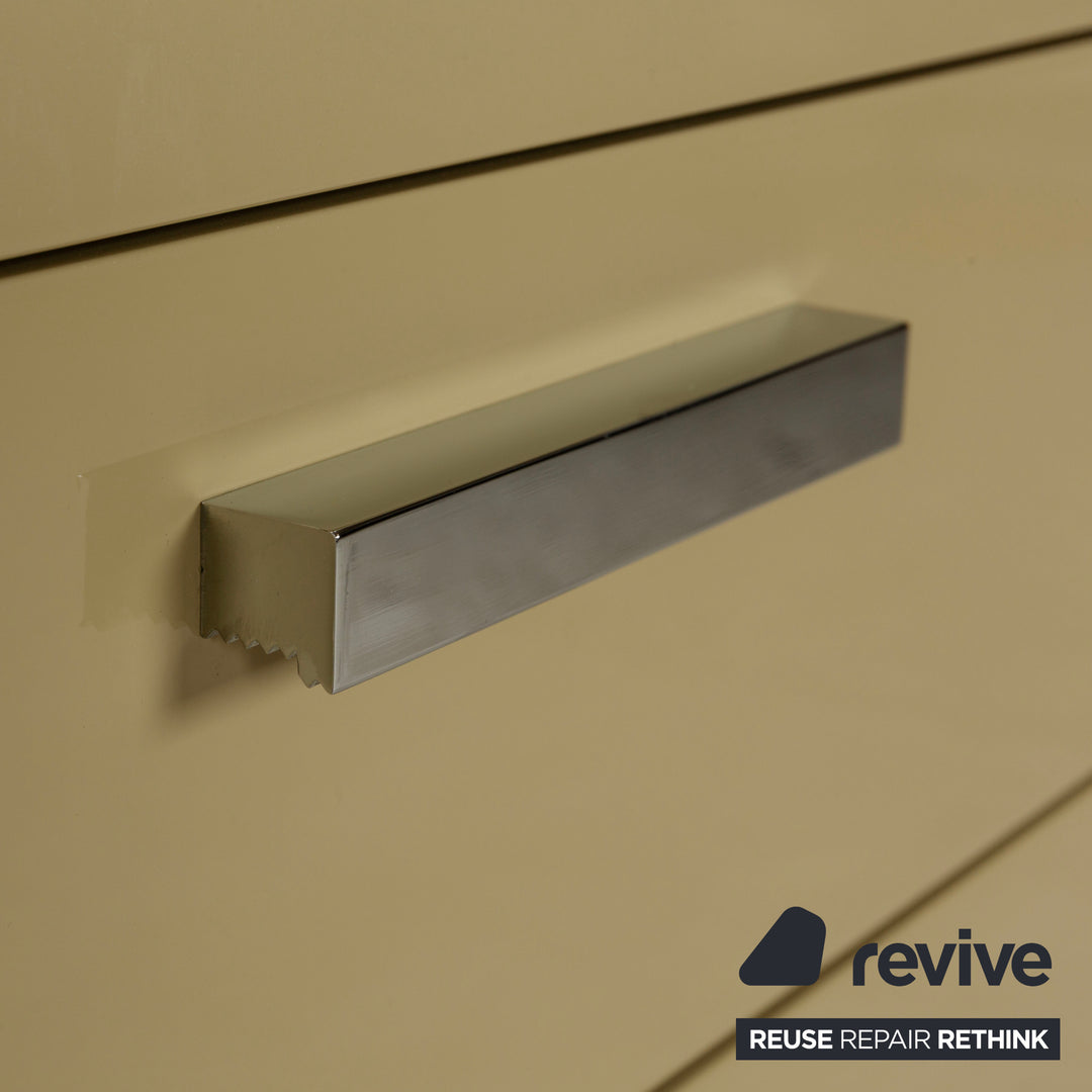 Cappellini wooden high gloss sideboard cream yellow drawers