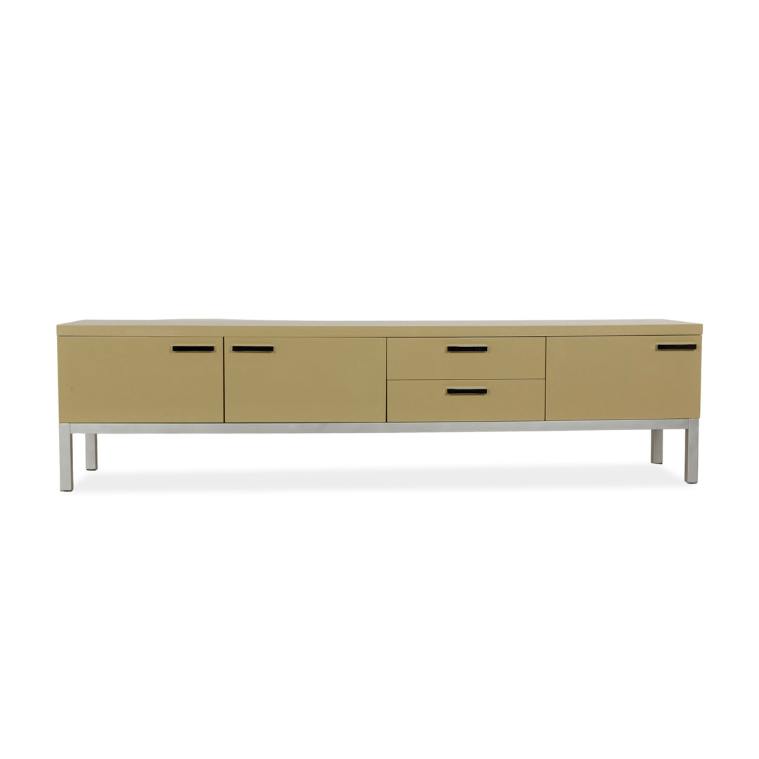 Cappellini wooden high gloss sideboard cream yellow drawers