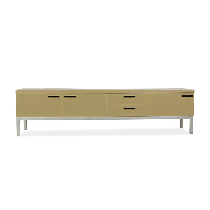 Cappellini wooden high gloss sideboard cream yellow drawers