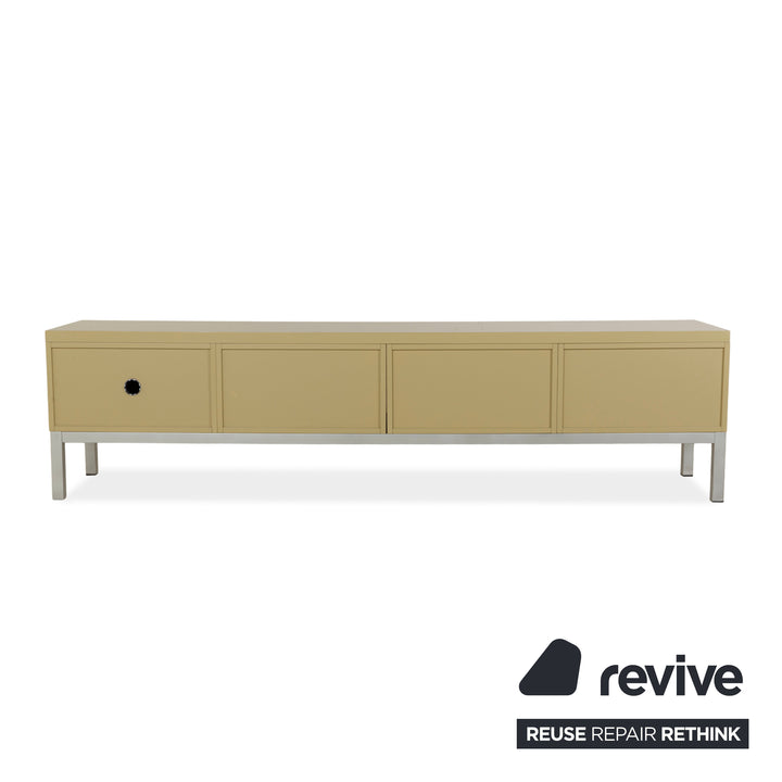 Cappellini wooden high gloss sideboard cream yellow drawers