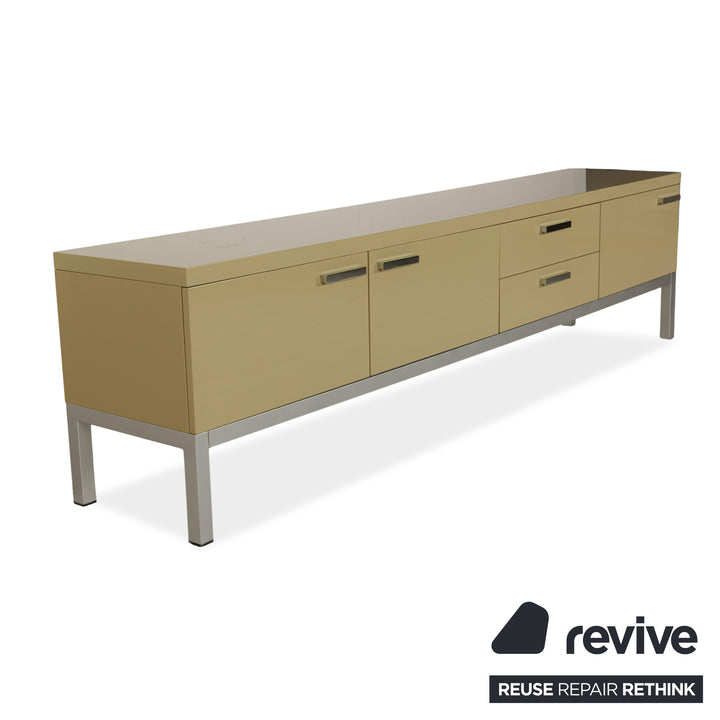 Cappellini wooden high gloss sideboard cream yellow drawers