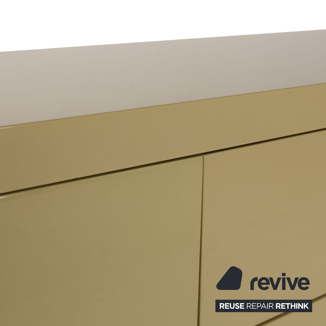 Cappellini wooden high gloss sideboard cream yellow drawers
