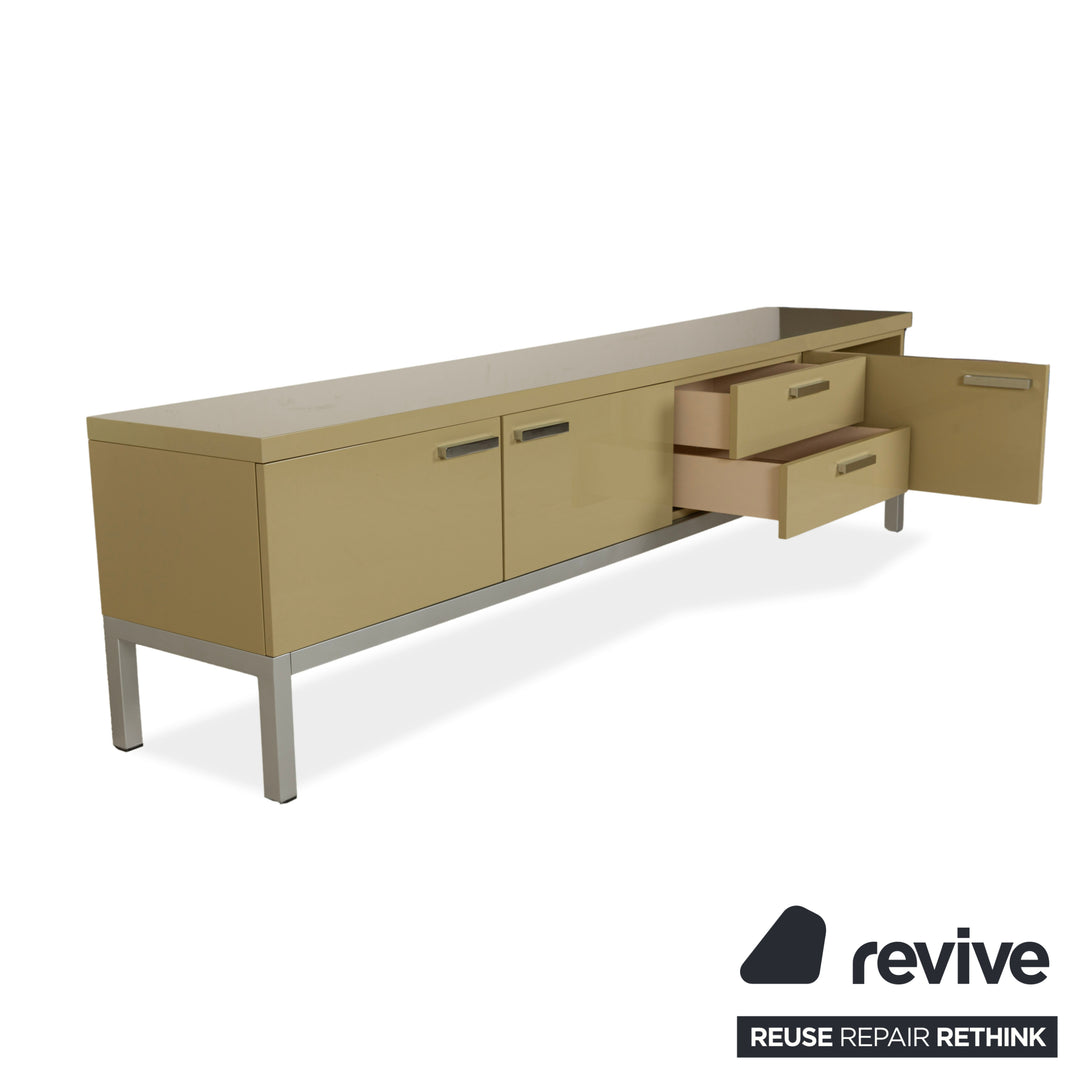 Cappellini wooden high gloss sideboard cream yellow drawers