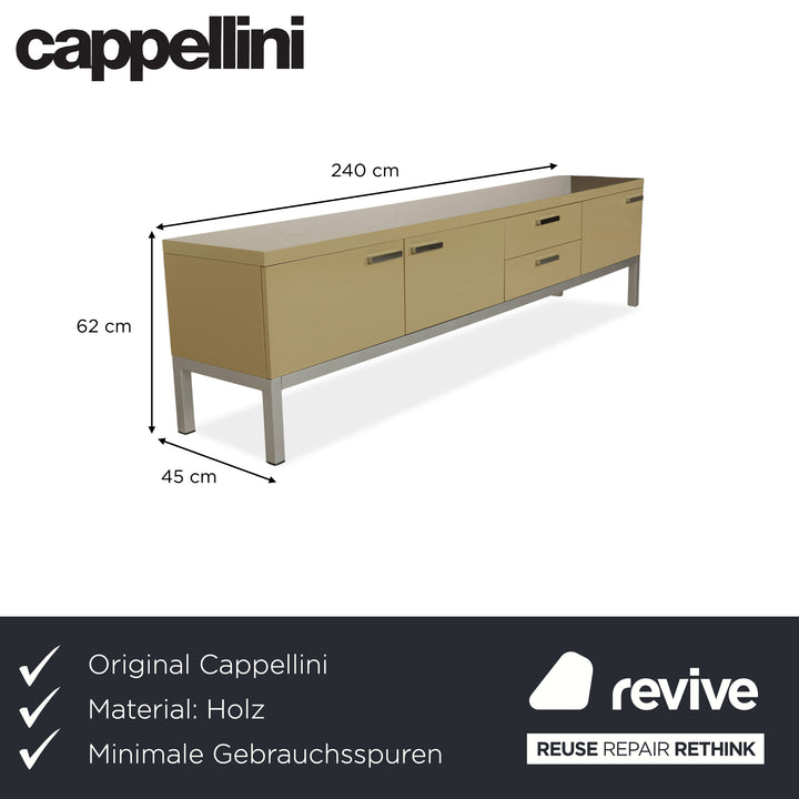 Cappellini wooden high gloss sideboard cream yellow drawers
