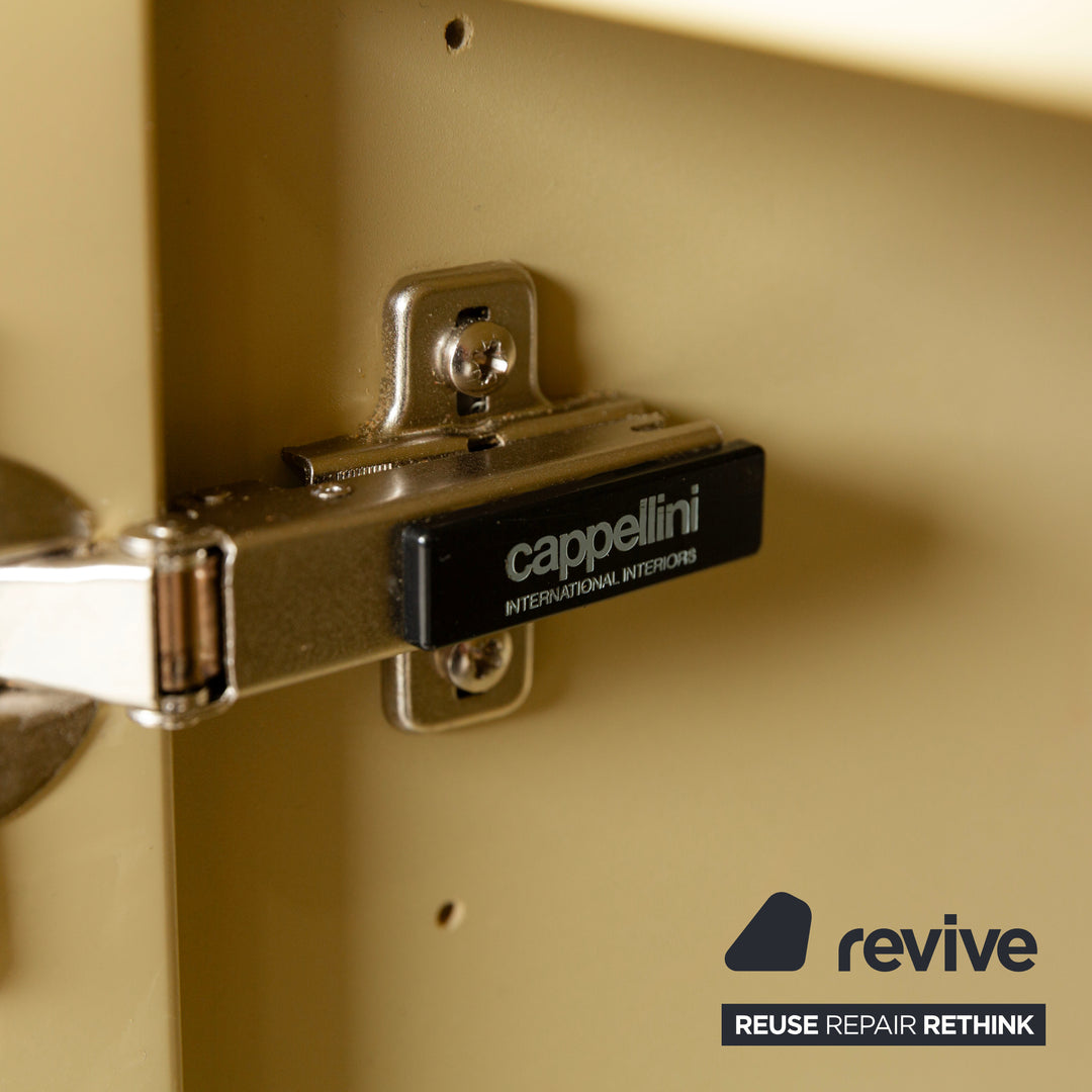 Cappellini Holz Hochglanz Sideboard Creme Gelb Schubladen