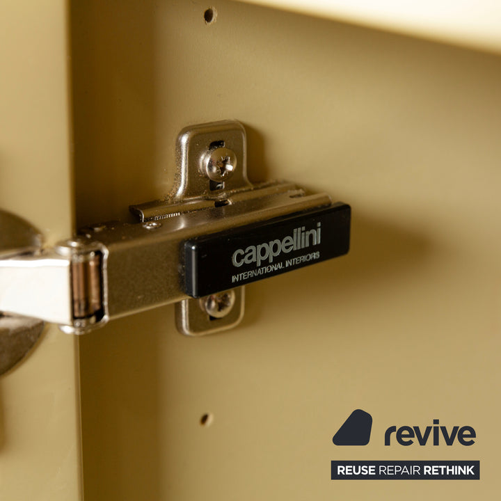 Cappellini Holz Hochglanz Sideboard Creme Gelb Schubladen