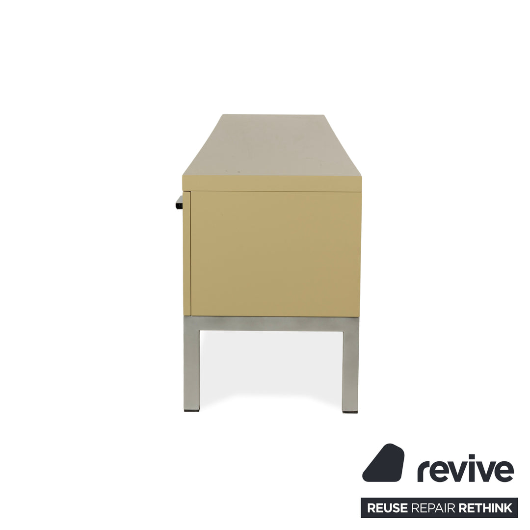 Cappellini wooden high gloss sideboard cream yellow drawers