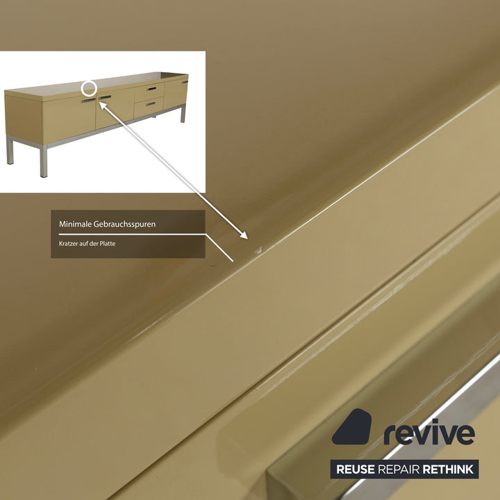 Cappellini wooden high gloss sideboard cream yellow drawers