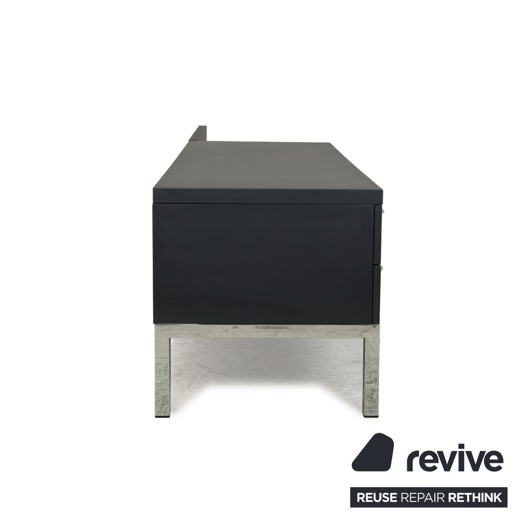 Cappellini wooden sideboard anthracite grey chrome drawers
