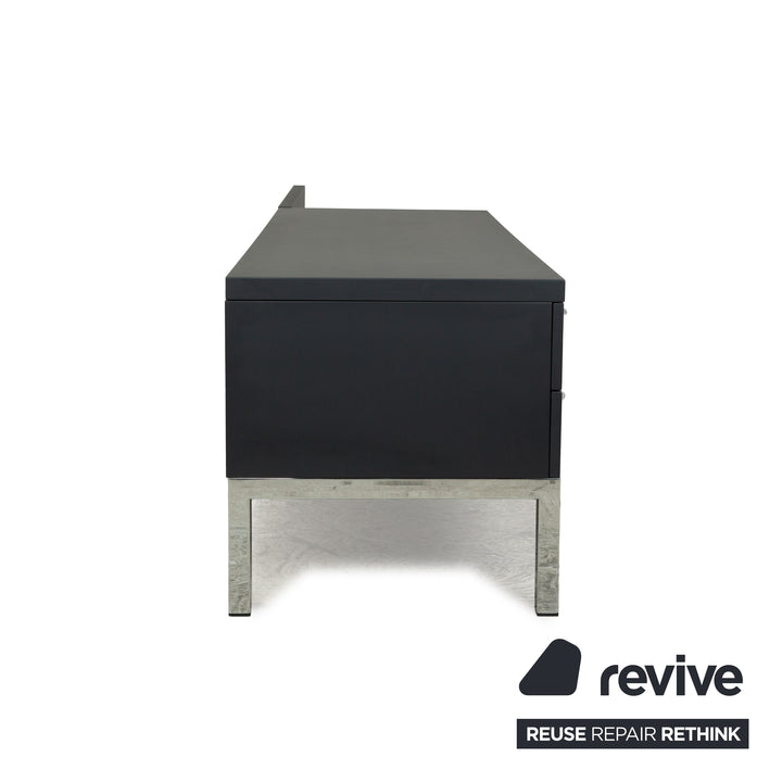 Cappellini wooden sideboard anthracite grey chrome drawers
